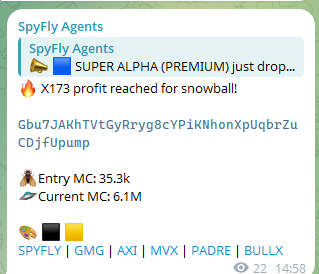like I said community always wins! hella execution everybody pushed together and dev is crazy person so always helps the lore $snowball running its own meta today   

now hit ATH 6.1M

t.me/SpyFlyAgents/3…