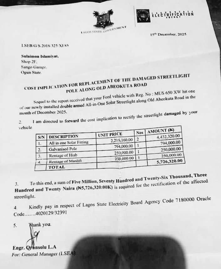Drive safely and avoid LASG Solar powered streetlights.  

Any damage of Lagos State property is your responsibility.

No go enter Gbese for Christmas oo