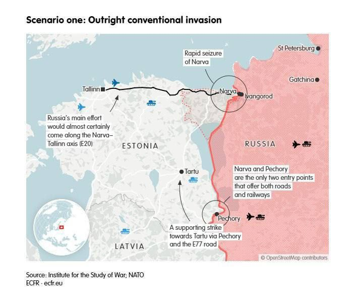 wartranslated's tweet image. Russia could attack Estonia through rapid invasion to capture Narva or a hybrid Crimea-style annexation with disinformation and special forces, European Council on Foreign Relations reports. Both scenarios would end in strategic disaster for Moscow.

ecfr.eu/publication/th…