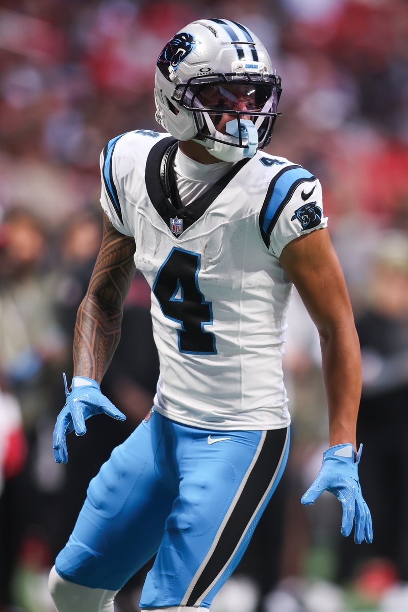 Tetairoa McMillan vs. Emeka Egbuka at half:

McMillan
4 receptions
57 yards
1 TD

Egbuka
0 receptions
0 yards
0 TD