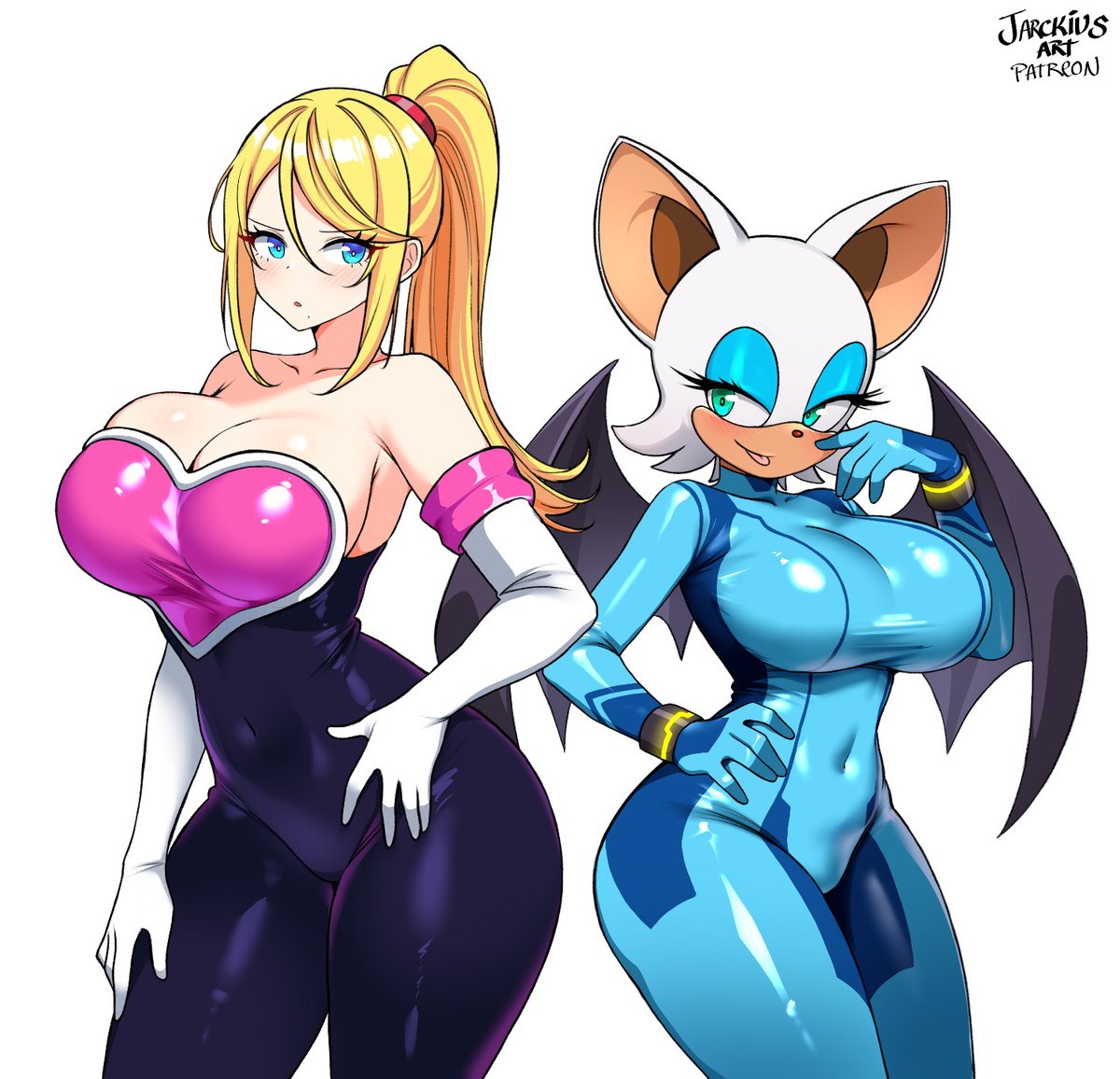 jarckius_art's tweet image. Outfitswap Samus and Rouge the Bat