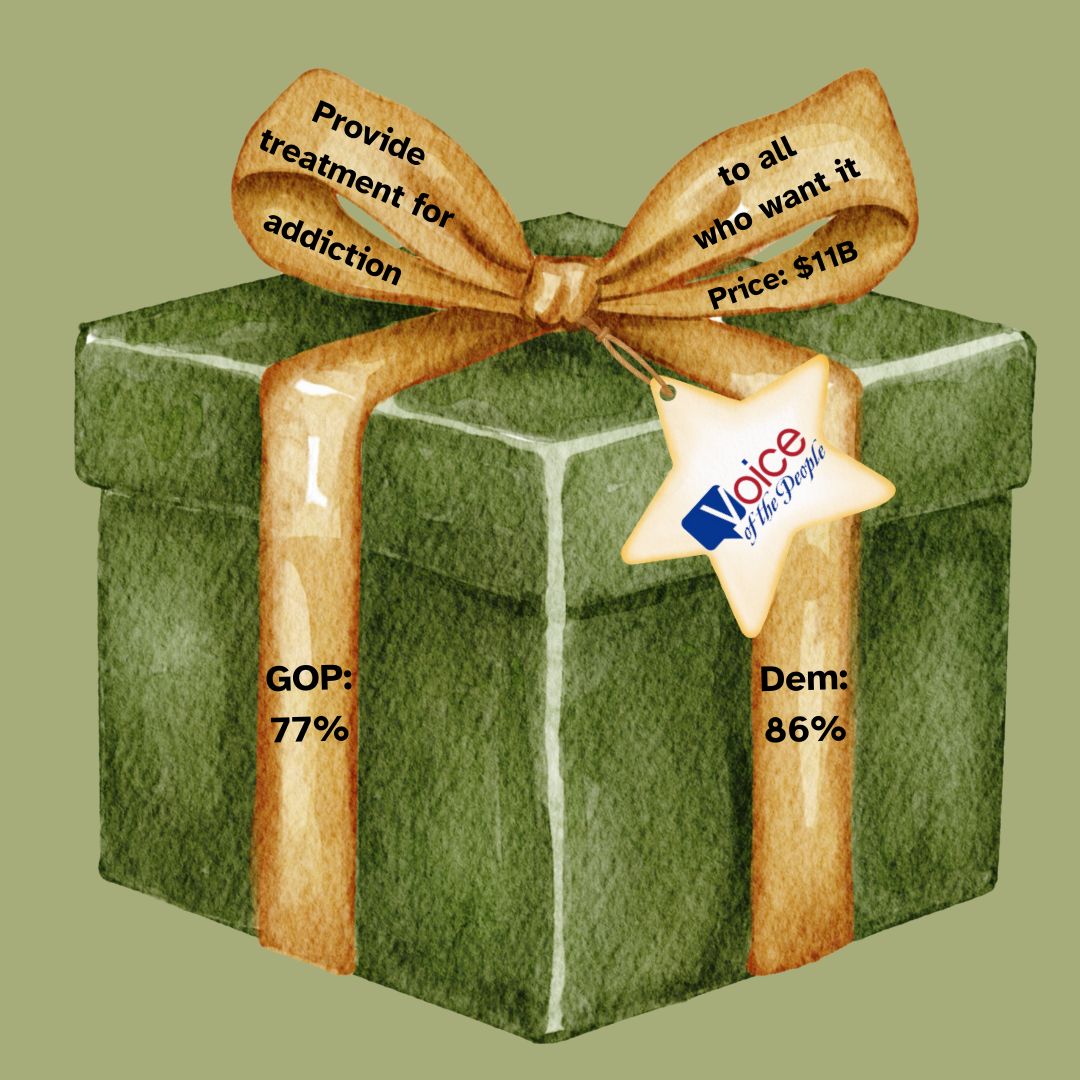 On the eighth day of Common Ground, majorities agree: To help make treatment for substance use disorder available to more people who need it, invest at least $11 billion in treatment clinics and professionals. (80%, R 77%, D 86%) For more: vop.org/common-ground.