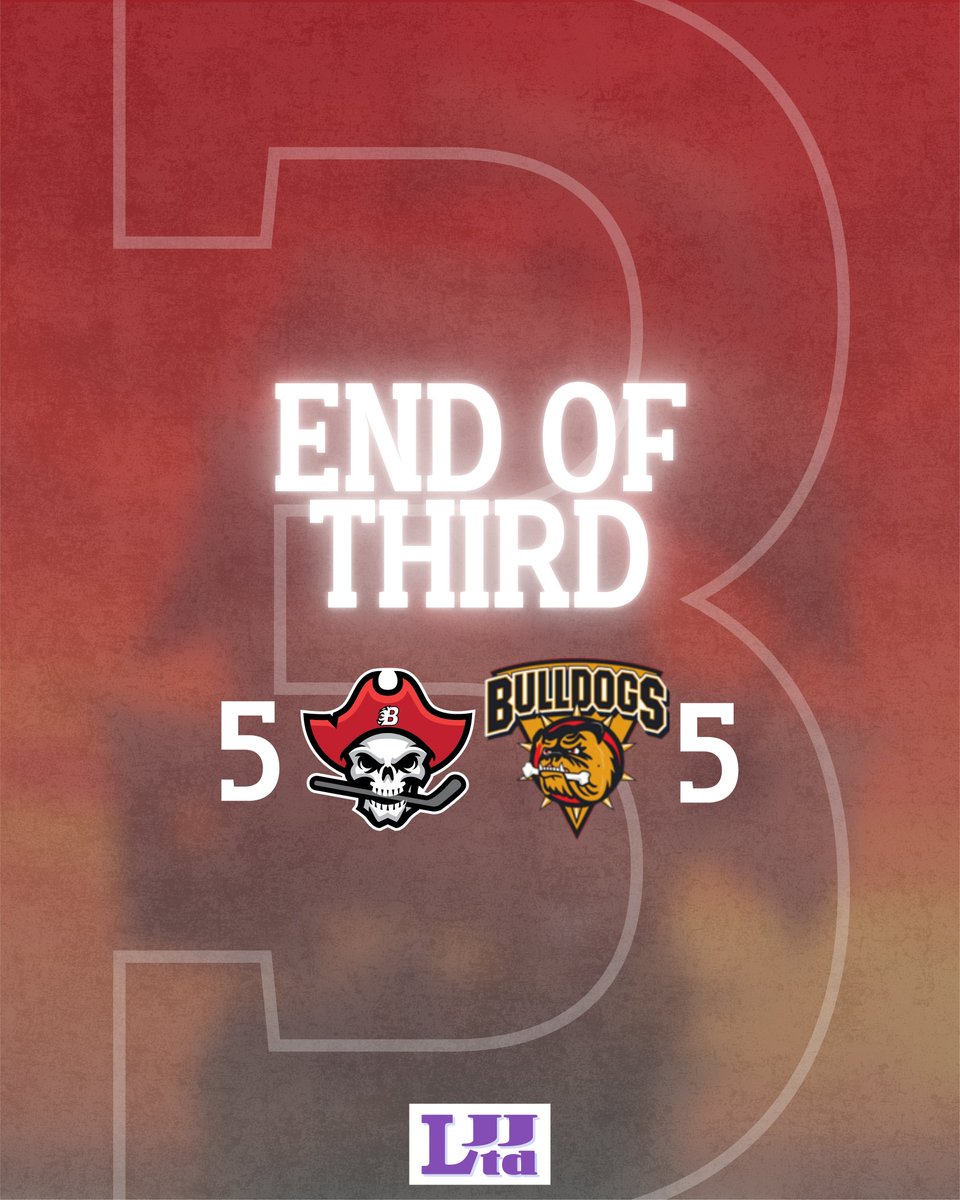 END OF THIRD PERIOD 🏁

Billingham Buccaneers 5️⃣ — 5️⃣ Bradford Bulldogs

3rd period scorers:
☠️ — 🚨🚨 22 Dowd (Premier Removals Limited)
🐶 — 🚨 11 Vince, 🚨 81 Cox, 🚨 7 Jordan