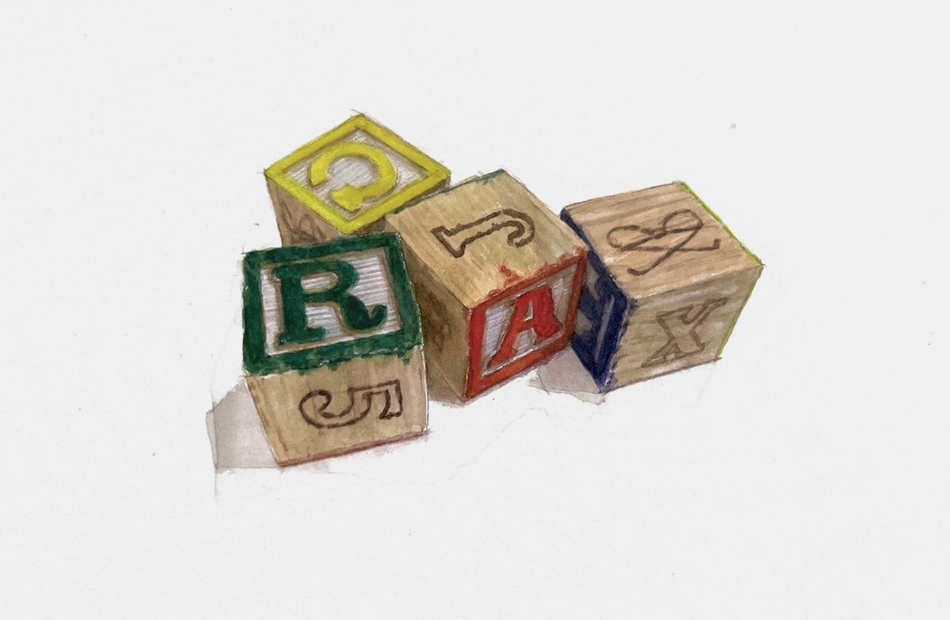 nftlisa's tweet image. The secret to painting white things (in this case the letter backgrounds) on white paper is to make the white a little blue (it cancels out the yellow of the paper

Color theory &amp;lt;3

Oh and remember to put a thin layer of pink when you paint wood, wood is always a little pink