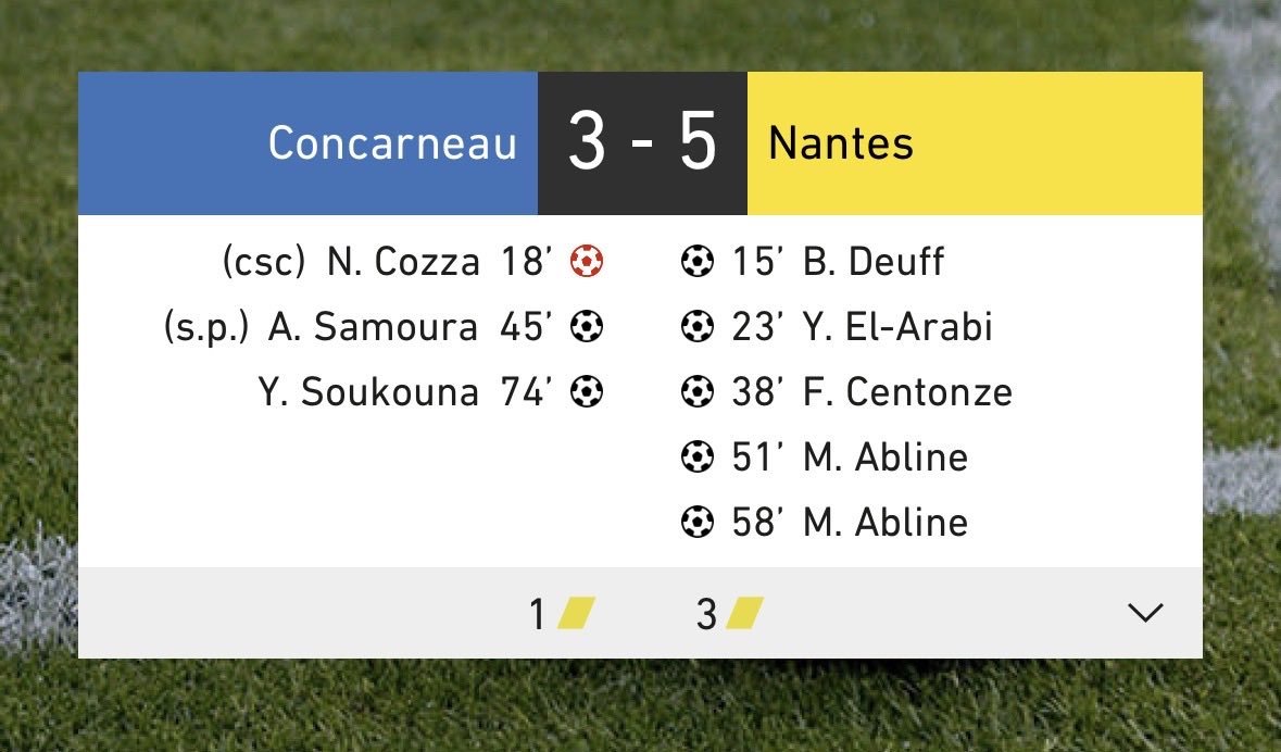 🏆 #USConcaneau - #FCNantes (3-5)
Qualif importante pour les têtes 🤯
Défense Cozza/Amian/Radakovic cata.
Deuff mérite d’enchaîner.
Centonze en jambe, c’est au dessus (qualité technique / activité).
Tabibou dans le dur.
Abline - El Arabi meilleur duo off.
Et Joyeux Noël ! 🎄