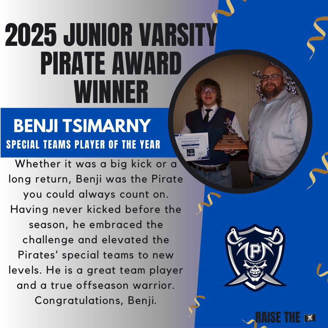 GP_Football's tweet image. It’s Sunday and a special time of year so let’s go with our JV Special teams player of the year! Raise the 🏴‍☠️