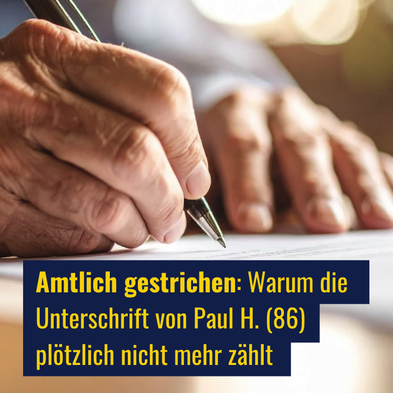 dani_graf's tweet photo. Ein kleines «d» auf einem Unterschriftenbogen – und ein politisches Recht ist weg. Der Fall Paul H. (86) zeigt, wie Unterschriften heute leise gestrichen werden. 👉 https://t.co/UwaTBb8Km3 https://t.co/MkZRdvOs4X