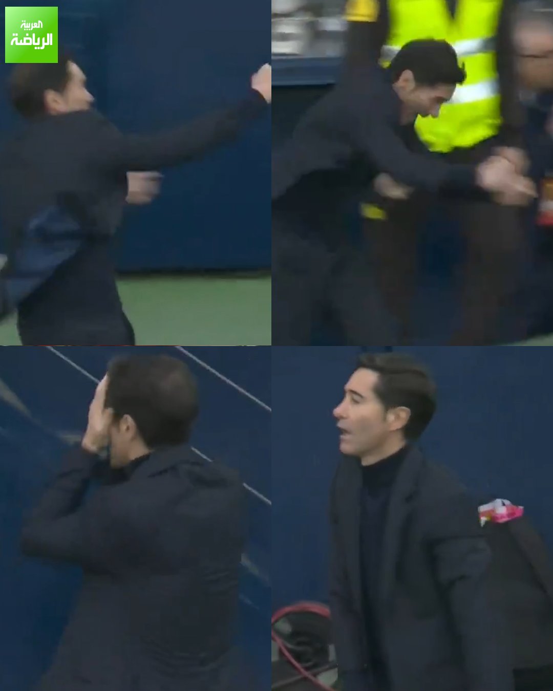 فياريال يسجل التعادل -مدرب فياريال مارسيلينو يحتفل -الحكم يلغي الهدف بداعي التسلل -حسرة مارسيلينو. ثوانٍ بين الفرح والحسرة 