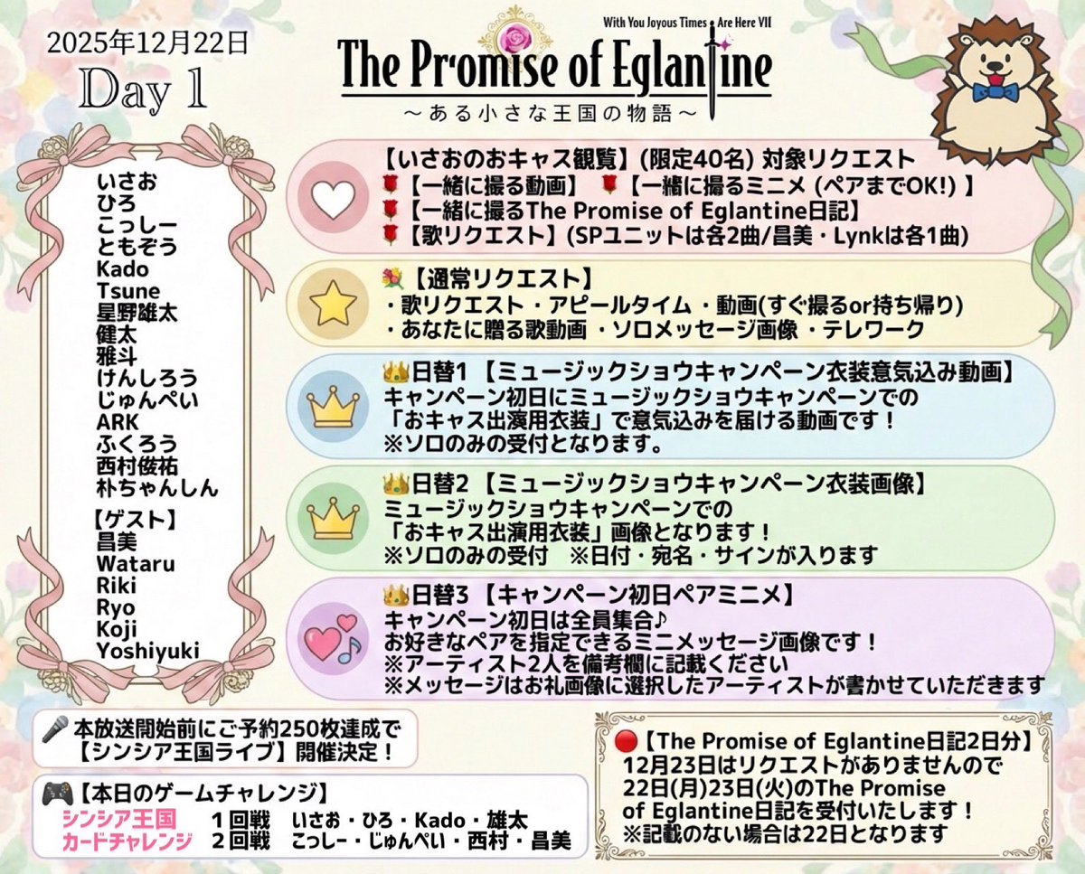 明日のリクエスト！ ついに全体キャンペーン初日！！ 楽しもうね