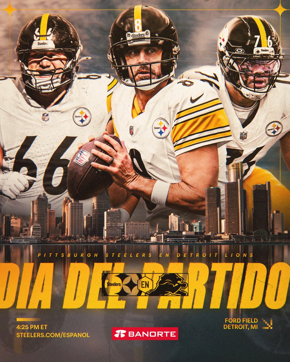 LosSteelers's tweet image. DOMINGO DE STEELERS FOOTBALL EN DETROIT‼️ 

#HereWeGo I @Banorte_mx