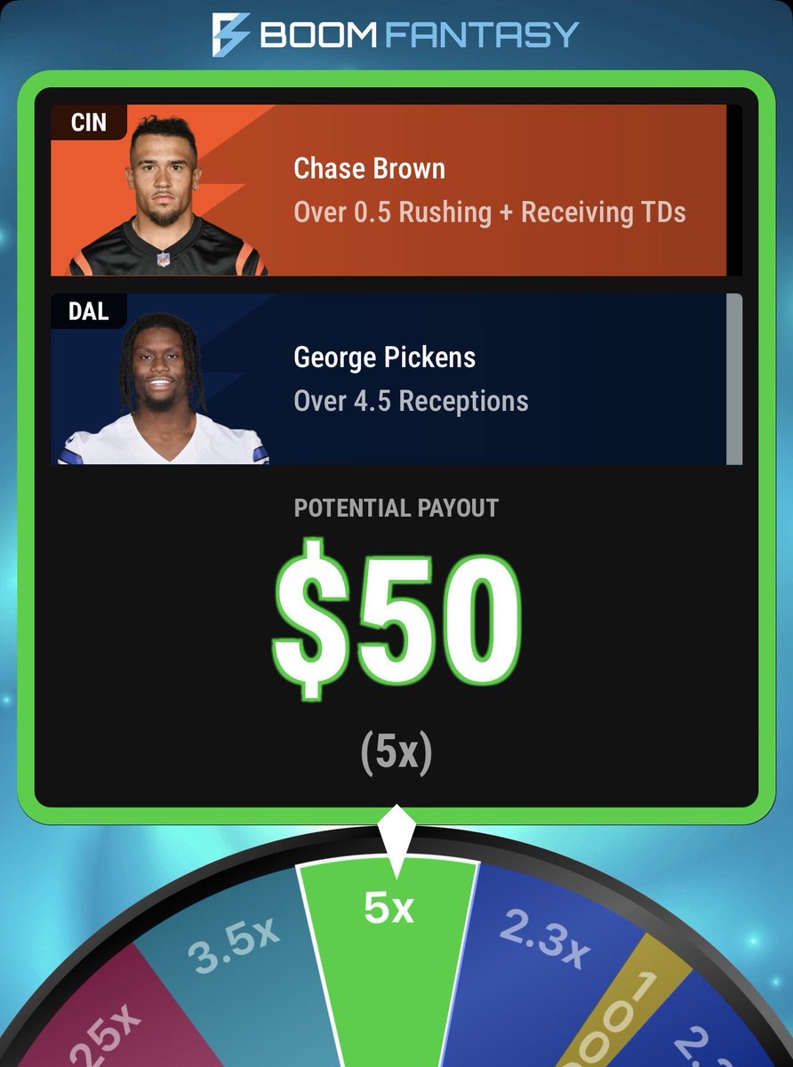 BroPropz's tweet photo. This looks free on @BoomFantasy
Chase Brown TD
George Pickens 5+ catches
$10 ➝ $50
Which leg ruins it?
5x payout.
Talk to me.
If you had to fade one, which is it?
#NFL #BoomPicks #Gambling𝕏 https://t.co/SplngwP6FO
