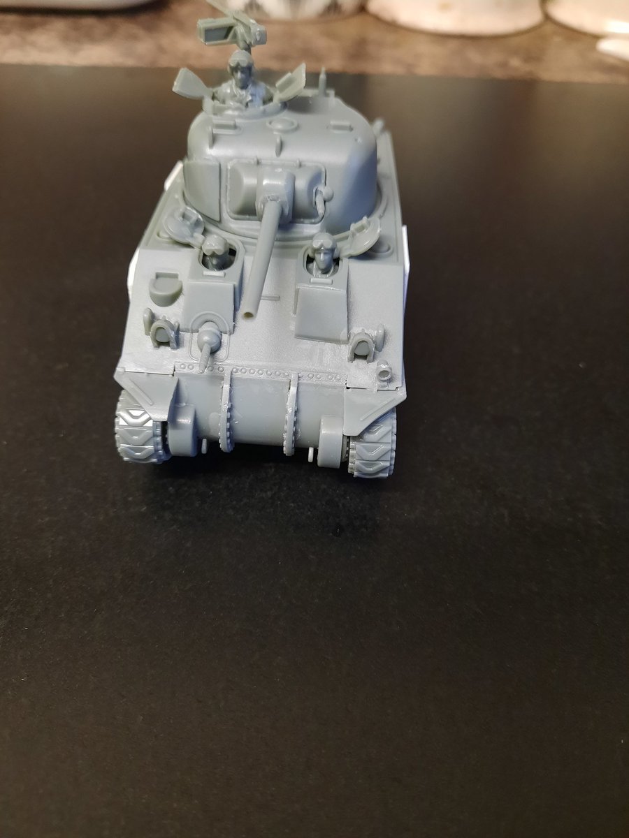 RalphBuick44's tweet photo. #FestiveTankChallenge 1st Sherman built Sherbrooke Fusiliers Normandy '44 nod to "Bomb" Sherman M4A2 (Mk III) #conversion main build using #rubiconmodels kit 280055 converted M34 mantlet as actual Tank &amp; with parts H01, H02, H03 kit 280086 Scratchbuilt Plasticard appliqué armour. https://t.co/esuTNpz2qP