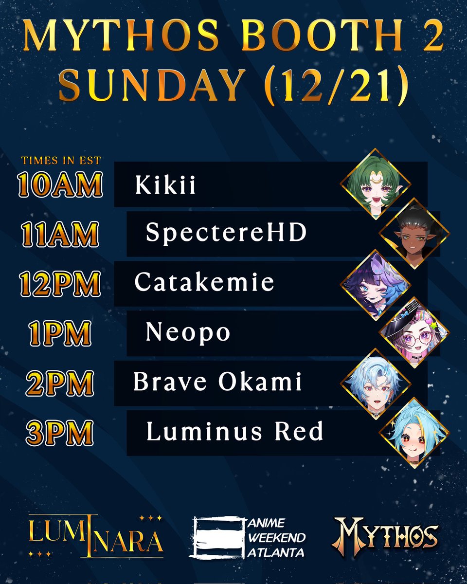 A few of our members will be doing a meet and greet at 12pm est at the AWA mythos booth!

Come find @catakemie <a href="/Kibbiverse/">𝚔𝚒𝚋𝚋𝚒 | 🛟💙| 【VCryptid】</a> <a href="/MuseMallow/">⟣ MUSΞ ⟢ ⟬ VᑕЯYPƬIᗪ ⟭</a> <a href="/GorefairyVT/">Gorefairy🪡😈 ❖ VCRYPTID ❖</a>