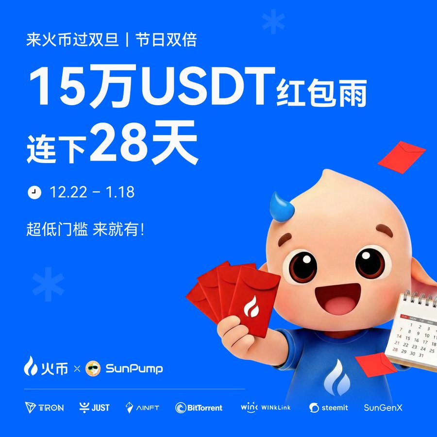 🧧【冬日暖心福利来啦｜HTX 年终红包狂欢】🔥

这个冬天，HTX 为大家准备了一场连续 30 天的红包盛宴！
15 万 USDT 红包雨已经全面开启，每一天都有惊喜，每一步都能参与。
🙋