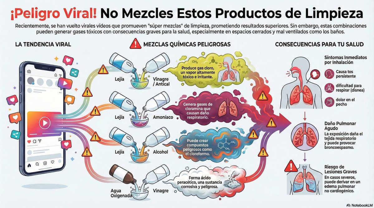 informativos's tweet image. ALERTA: trucos de limpieza virales que pueden provocar daños respiratorios graves." En los últimos meses, las redes sociales se han inundado de vídeos virales que promueven la mezcla casera de productos de limpieza como supuestas “fórmulas mágicas” para...
informativos.net/2025/alerta-tr…