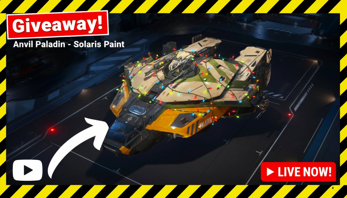 SCLoreArchive's tweet photo. 🎁 COMMUNITY GIVEAWAY 🎁

The Anvil Paladin ship paint was chosen by the community vote 🛡️  
We’re giving it away to ONE RANDOM COMMENTER under our YouTube video.

📝 To enter:
→ Leave a comment under the video

⏰ Deadline: December 24, 12:00 (CET)

👉 Enter here: https://t.co/QI3fn5QJYO

Good luck, Citizens 🚀  
#StarCitizen #Giveaway #Community