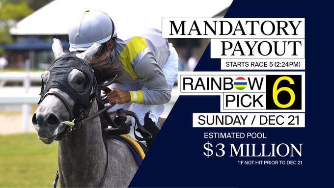 AmWager's tweet photo. 💥Mandatory Payout Sunday in the Rainbow 🌈 Pick 6 @GulfstreamPark! FREE @DailyRacingForm PPs for the sequence starting in race 5! Play with AmWager, first post is 12:20pm ET #GulfstreamPark #HorseRacing #RainbowPick6 #mandatorypayout 6️⃣🌈💵🏇💥
⤵️⤵️⤵️
https://t.co/orfEB0HCZP https://t.co/5o0l4W2jbE