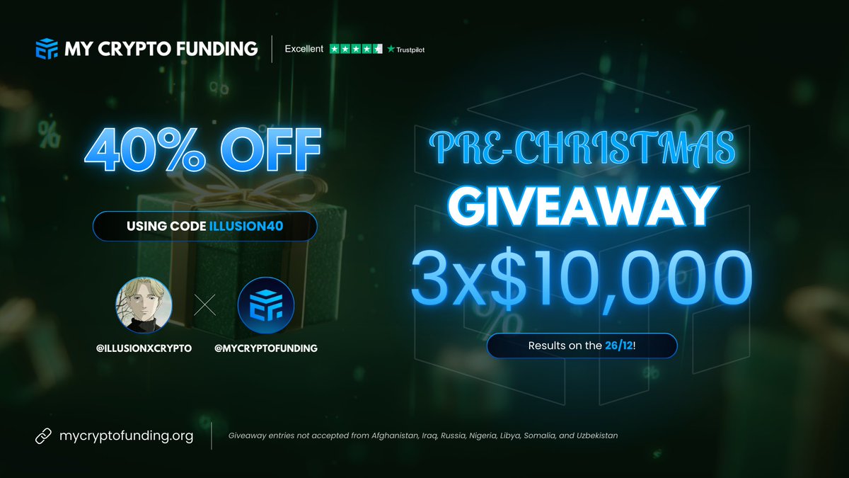 Booom giveaway 30k 

10k x 3

Flat 40% off with <a href="/MyCryptoFunding/">My Crypto Funding</a> 

Use code ILLUSION40 only valid for 4 days

Follow <a href="/MyCryptoFunding/">My Crypto Funding</a> and <a href="/illusionXcrypto/">Illusion X</a> and tag 3 friends below