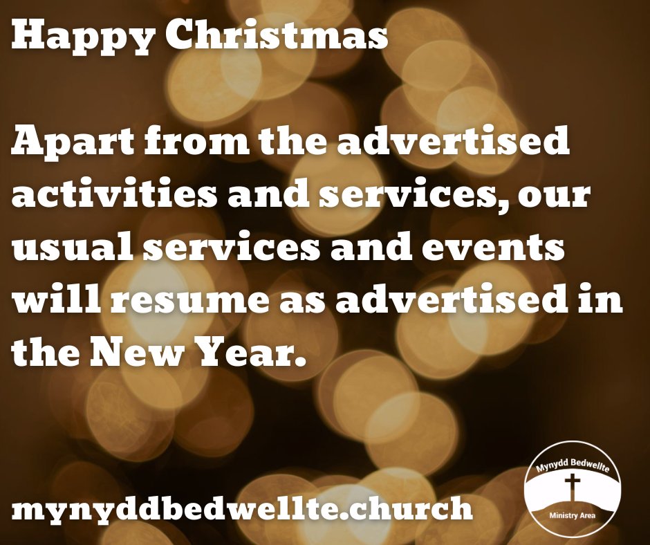 Wishing everyone a Happy Christmas! Please note that apart from our advertised activities and services, our regular schedule will resume in the New Year.