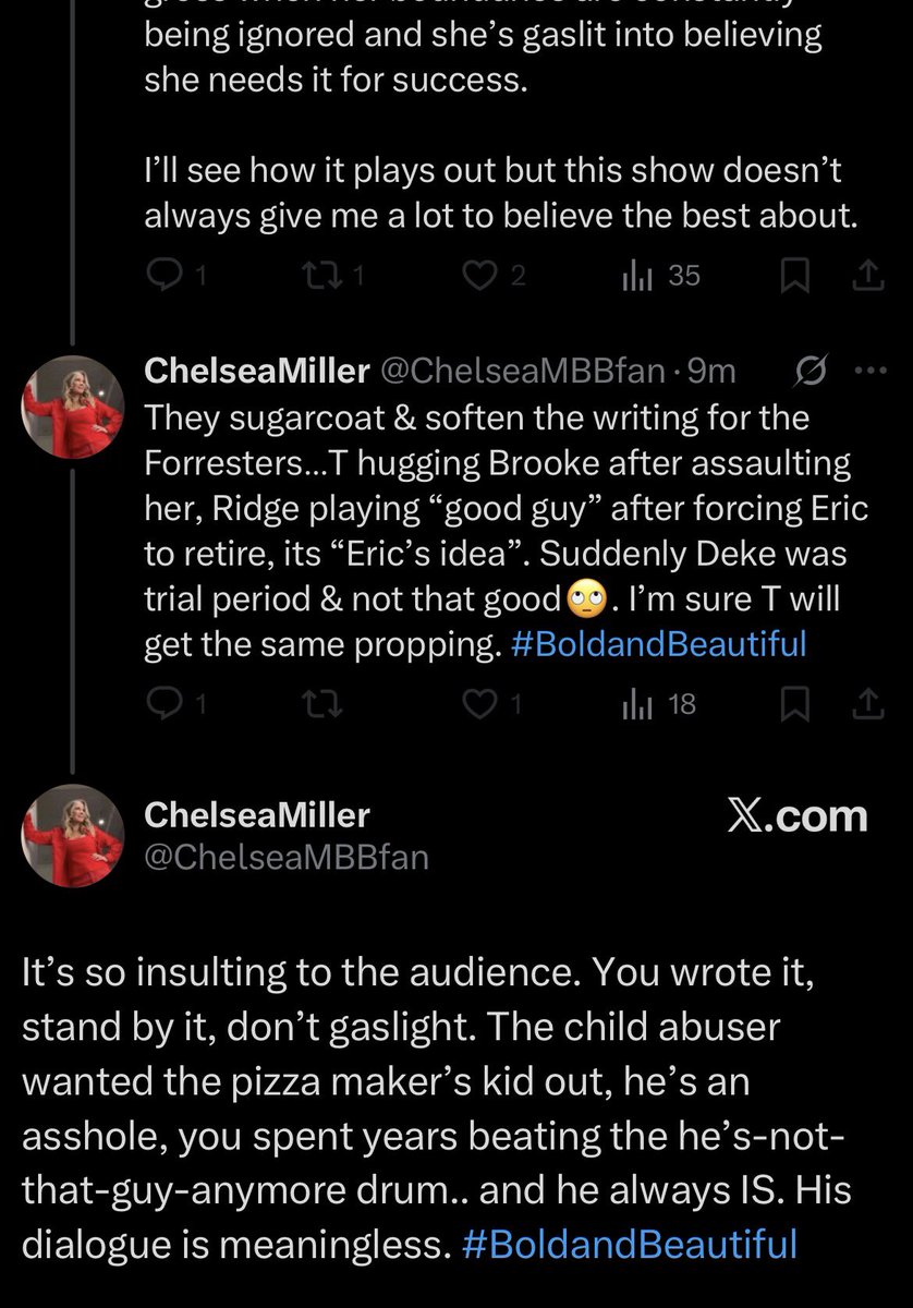 SuzanH01's tweet photo. #boldandbeautiful #Lope Fans are never satisfied🥴Ya’ll could get everything you want on the show & still whine😂 You got the fairytale wedding & reunion but still complaining about Thomas, tell me what is Thomas doing CURRENTLY that’s bad to Hope #Thope https://t.co/uXRIAEi67m
