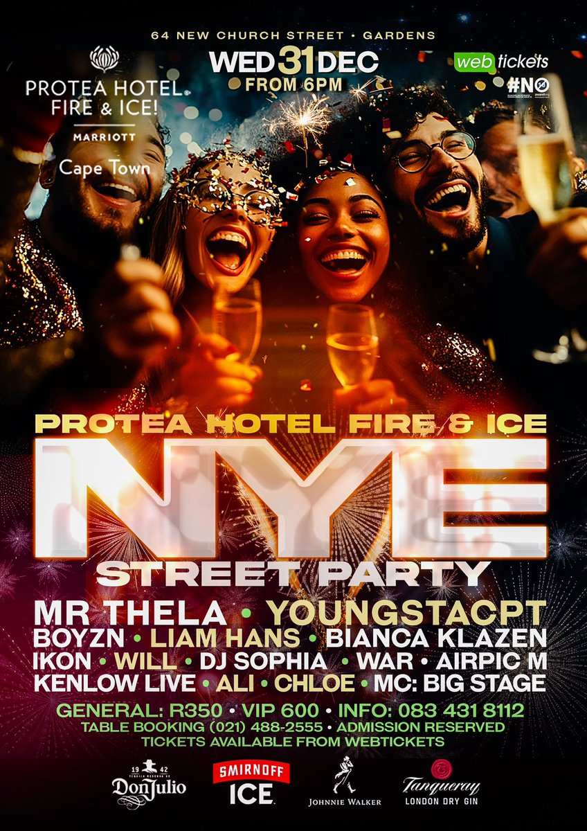 hugoeddy's tweet photo. By popular demande we are force to please our people here again we arrived the  Protea Hotel Fire &amp; Ice NYE street party gonna happen this year on Wednesday the 31st December 
Protea Hotel Fire and Ice Cape Town Fire &amp; ice hotel 
Please the ticket are Limited 
Rush @webticketsSA https://t.co/o8vAM2JmrL