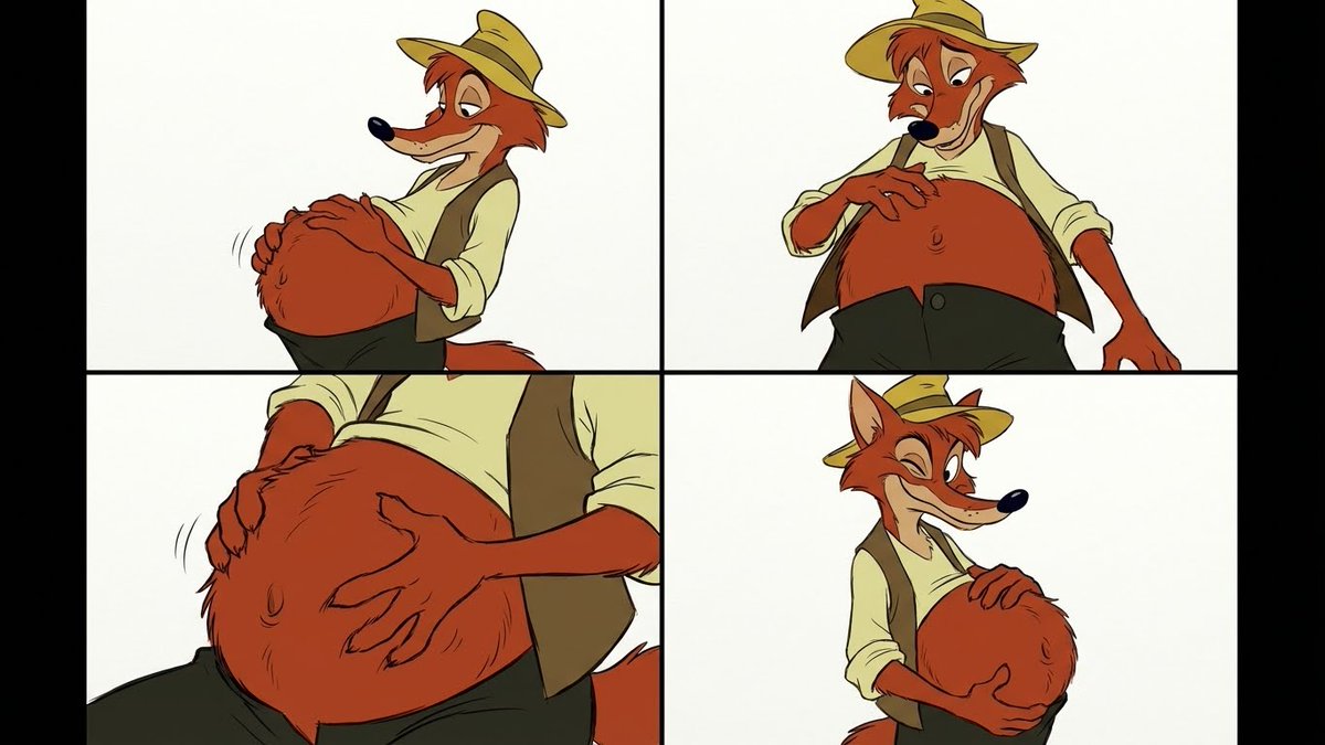 Gerplexan's tweet image. Here's a variety of poses with a very pregnant Brer Fox. With how lanky he is, a bump would look amazing on him!