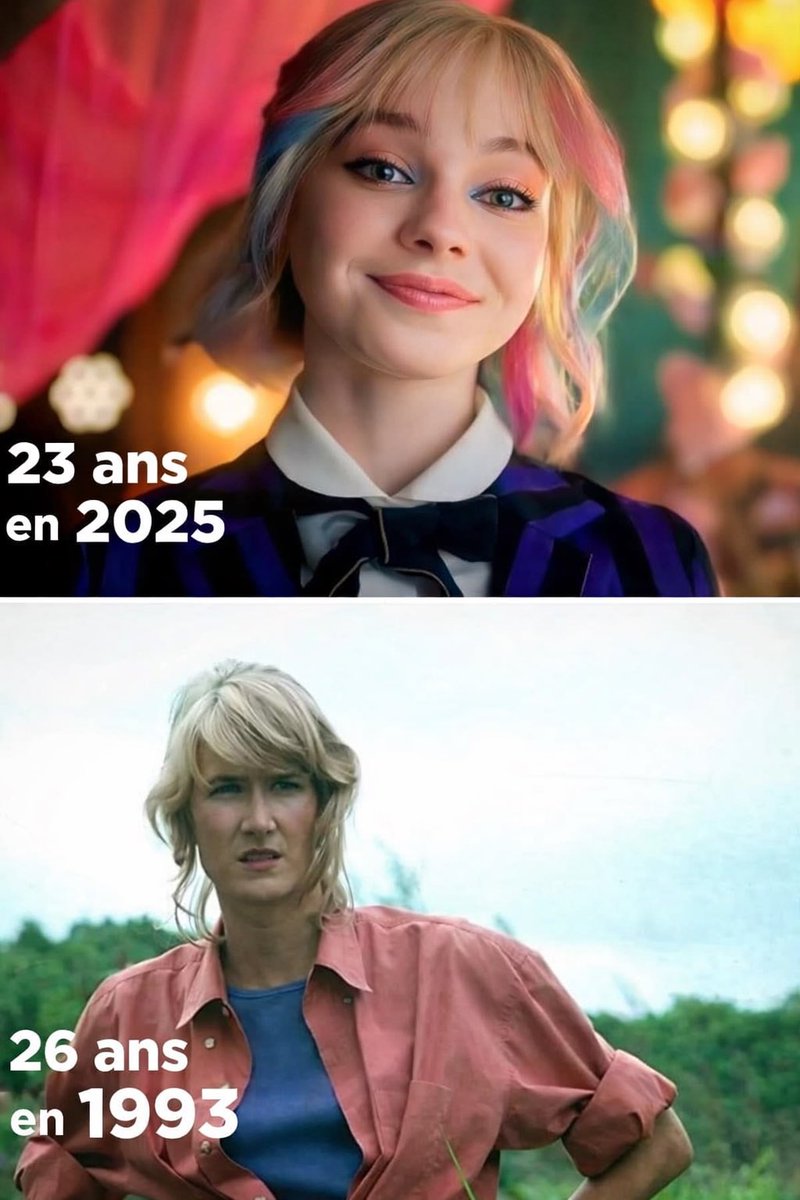 GossipRoomOff's tweet image. 🚨 Les internautes sont sous le choc ! 🤯

Emma Myers, qui incarne Enid dans la série Mercredi, a 23 ans en 2025. Et pourtant, en 1993, Laura Dern avait 26 ans lorsqu’elle incarnait l’iconique Ellie Sattler dans Jurassic Park ! 🦖

À seulement 3 ans d’écart, la différence de…