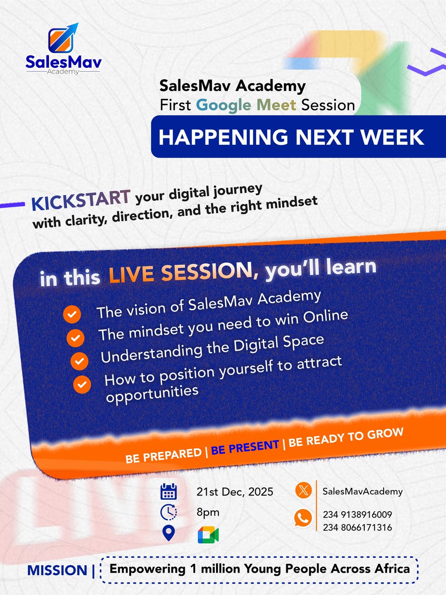 Introducing #SalesMav 🪁🌐

Greatness starts with every little step. But when nurtured it grows differently, 

<a href="/SalesMavAcademy/">SalesMav Academy</a> is Creating a new generation of self reliant earners who can sell products, services, or ideas anywhere.

Their vision is to empower 1 million students