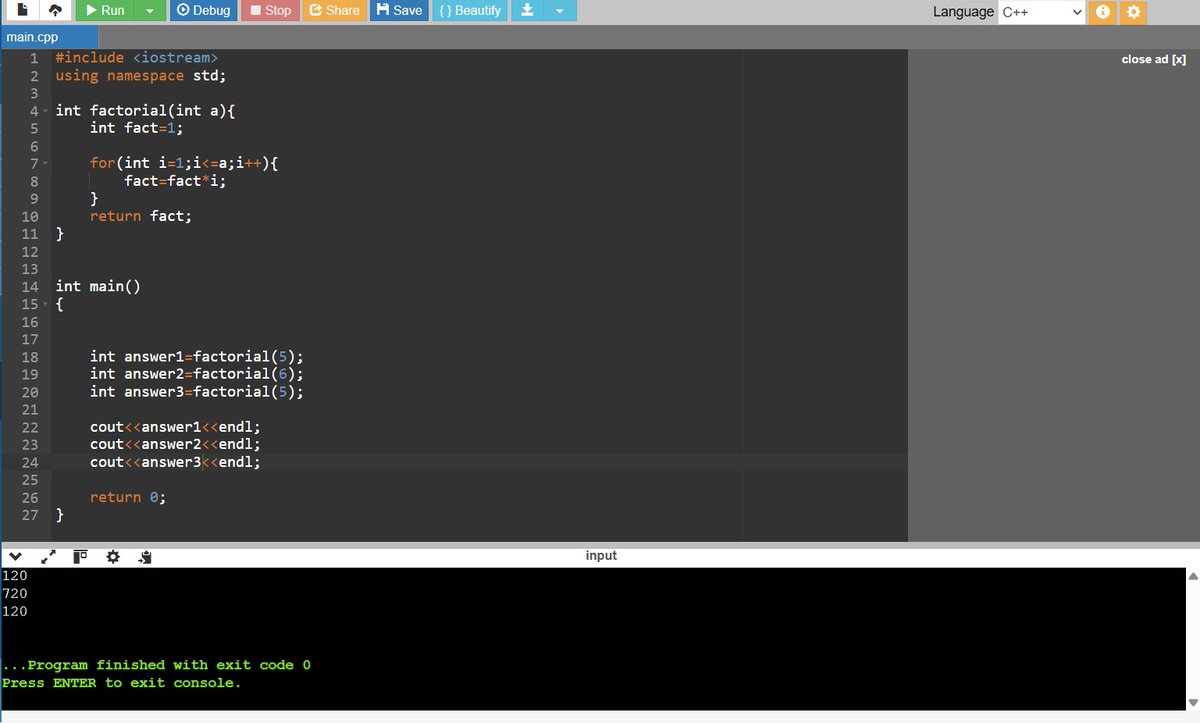 Tanishhka123's tweet image. DSA

Functions

Today I am studying about functions.

How to declare, define and call a function.

Done many of the program based on functions. 

Thank you Rohit bhaiya for those amazing sessions.
@rohit_negi9
###CoderArmy.  ###strike. ###Thankyoubhaiya
