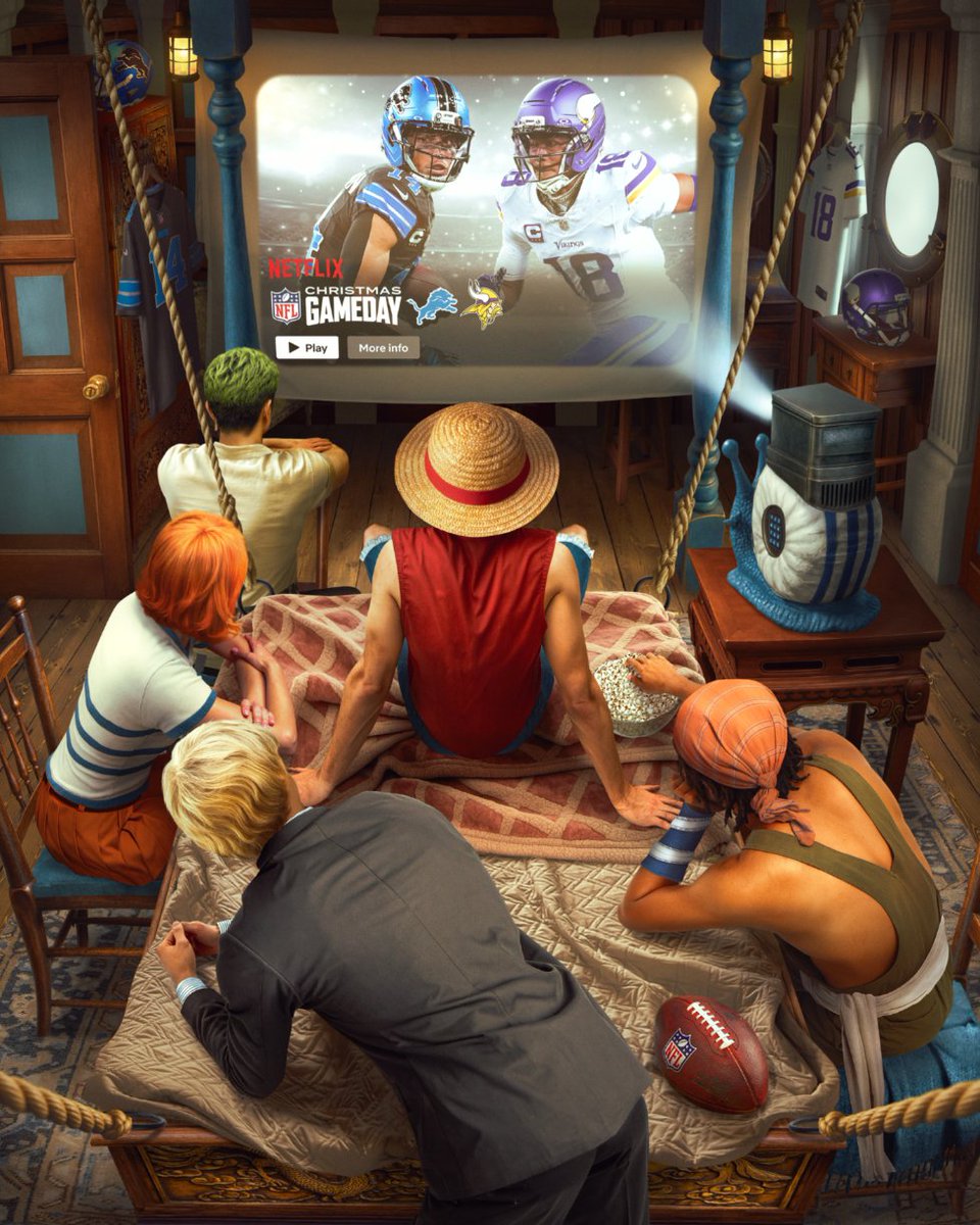 HELLO STRAW HATS! This Christmas, we come together and embark to watch NFL CHRISTMAS GAMEDAY 🏴‍☠️ 🏈 LIVE only on Netflix starting @ 1 PM ET