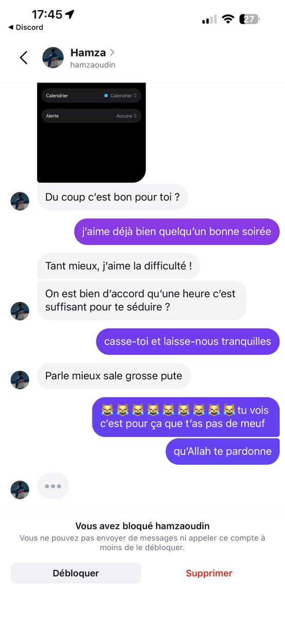 findumois's tweet image. il a fallu 3 msg pour traiter de p*te une meuf je pleure