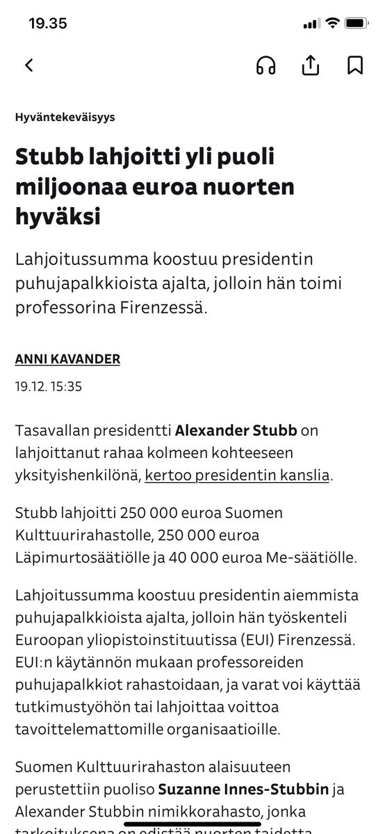 AMallenius's tweet photo. Eihän se ole hyvästä sydämestä tehty ”lahjoitus”, kun et voi itse käyttää rahaa ha se ei ole siis tililläsi käytössä! Näin luodaan sädekehä pressalle. Vääristelyä. #yle #yleuutiset #stubb #valheet https://t.co/1DSm2FiBZA