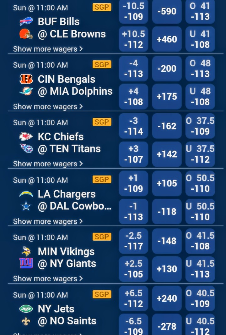 DDSportsAZ's tweet image. Here are the morning game day odds on most early #NFLmatchups. See: BetDesertDiamond.com. 

The biggest line moves have been money coming in on the Saints (moved from. -4.5 to -6.5) and Chargers (moved from +2.5 down to +1).

Who's ready for kickoff?