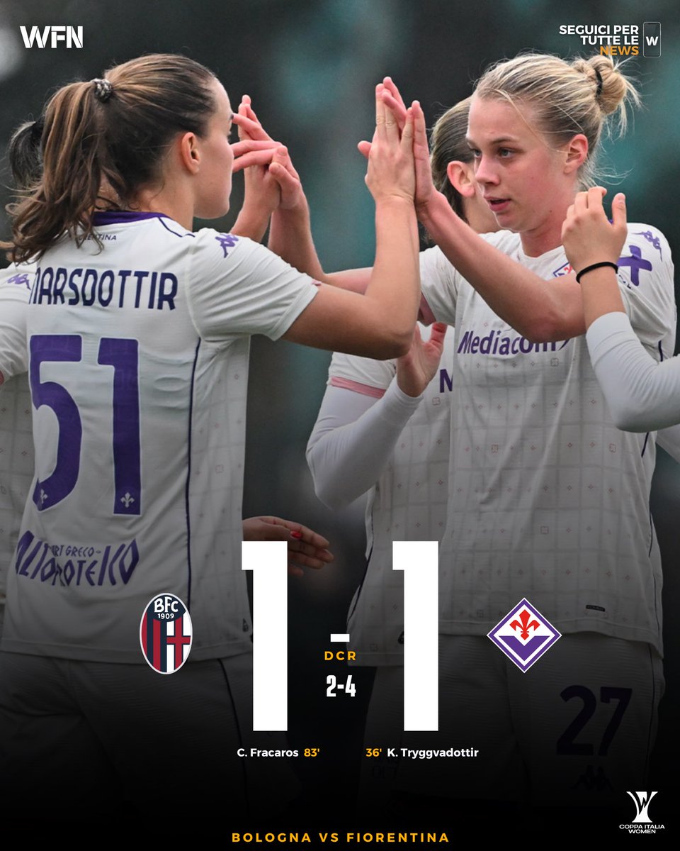 WomenFootballN_'s tweet photo. Gli Ottavi di Coppa Italia terminano con la vittoria ai rigori della #FiorentinaWomen contro il #BolognaWomen, a #Tryggvadottir aveva risposto #Fracaros π£
I due anticipi del sabato terminano con la vittoria del #NapoliWomen per 3-1, reti di #Kozak, la solita #Floe e #Vanmechelen π΅
A Narni invece la #TernanaWomen ribalta il pronostico pre-partita e batte il #ComoWomen con le reti di #Pirone e #Corrado π΄π’
La #ASRomaWomen si spaventa ma passa contro il coraggioso #Lumezzane con la doppietta di #Viens e le reti di #Giugliano e #Pandini, dopo che #Burbassi aveva portato in vantaggio le lombarde π‘π΄
#WFN #SerieAWomen