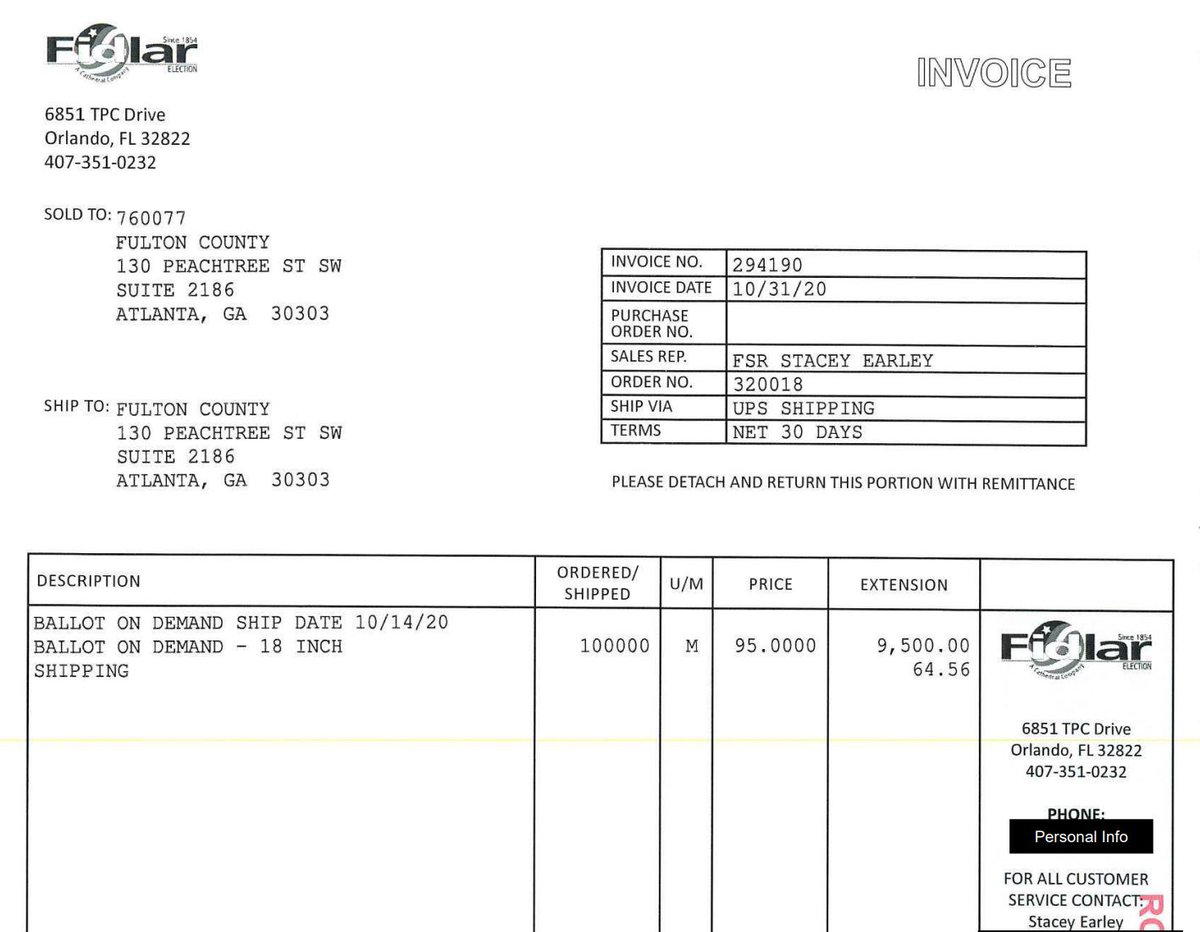 CannConActual's tweet image. Not only is there ZERO chain of custody on well over 315,000 ballots in Fulton County...

But they ORDERED 770,000 ballots just two weeks before the election. (plus an additional 100k from a company in Orlando)

That's odd.  They said it was for a COVID precaution.  But they had…