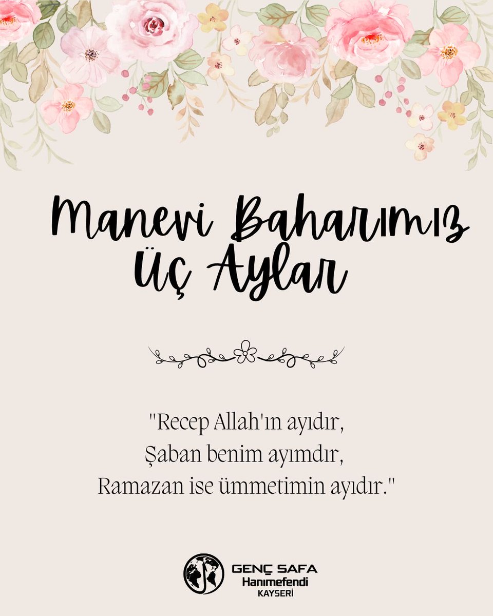 gncsafahanm's tweet photo. 🌸Üç Aylarımız Mübârek Olsun🌸

"Ey Allah'ım; Recep ve Şaban'ı bize mübârek kıl, bizi Ramazan'a kavuştur.” https://t.co/TswwnfFjdi