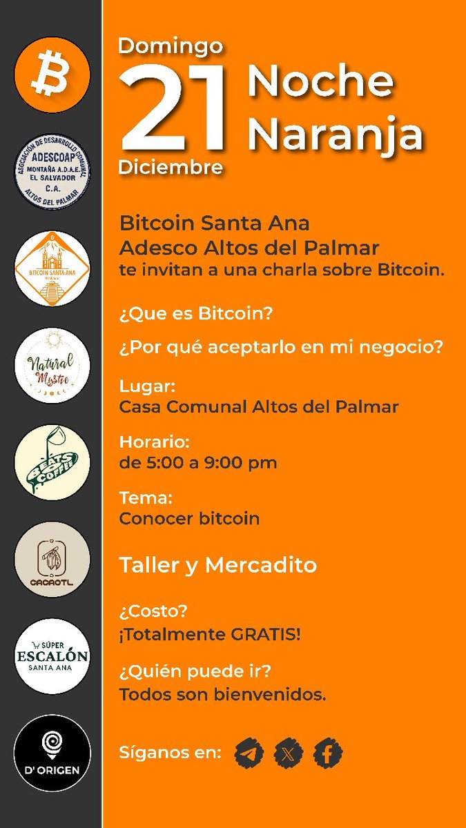 ¡Todos invitados a la "Noche Naranja" de hoy,  la primera iniciación a Bitcoin de una Asociación de Desarrollo Comunal (ADESCO), por Bitcoin Santa Ana! 😃