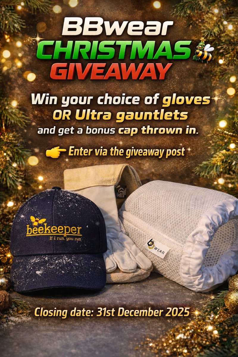 🎄 BBWear Christmas Giveaway 🎁
Festive chaos encouraged.
Enter here 👇
shorturl.at/LHz1X

#Beekeeping #Beekeepers #ChristmasGiveaway #BBwear #Beekeeping