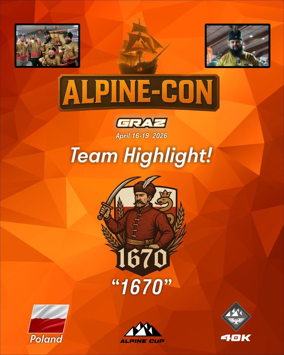 TheAlpineCup's tweet image. 🚀  Za nami Vienna, teraz Graz!  

Team 1670 is marching south to ALPINE-CON, the flagship tabletop convention by The Alpine Cup in Graz, Austria! 🎲 🔥 

🐴 Winged Hussars charge into the 41st millennium – ready to crush heretics, claim objectives, and bring Polish glory!