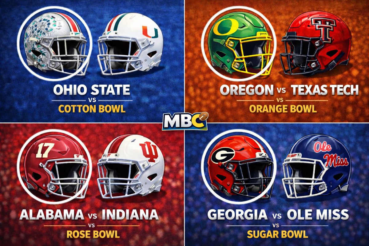 MBCertCFB's tweet image. CFP Quarterfinals are set!!!! Who do you have? Let’s hear it.