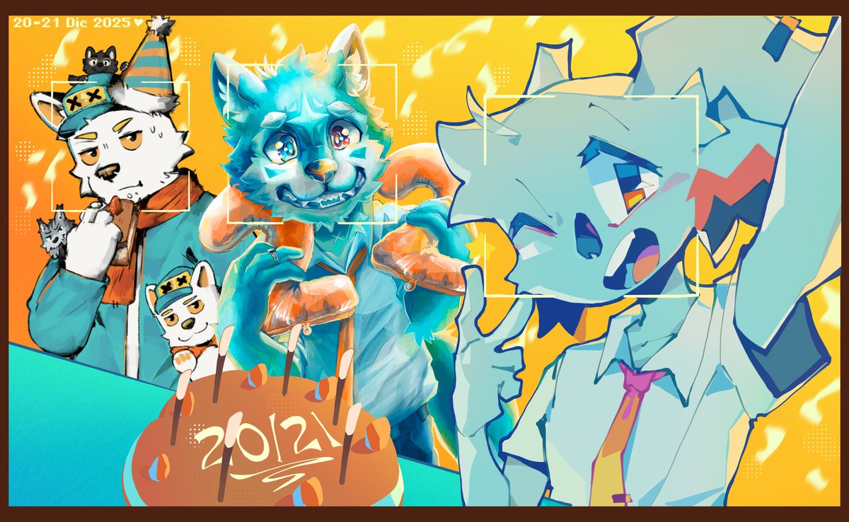 koarakeru's tweet image. Triple birthday 🍰✨ (collaboration with @Luck_Like_ @INKU_D_Ocean!!!)