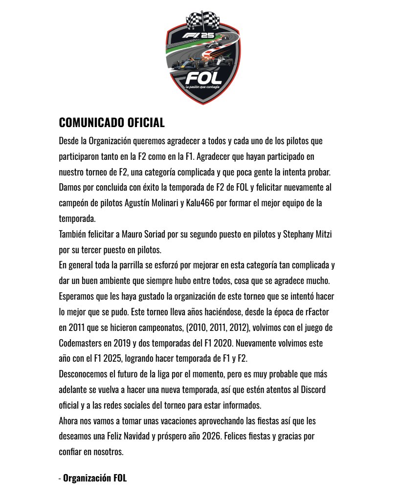 Formula One League tweet media