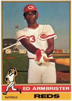 1975Topps's tweet image. Card #652 - Ed Armbrister #Reds

1976: His infamous bunt now a distant memory for everyone (sarcasm), Armbrister appeared in a career high 73 games and batted .295 (23-for-78).

On 7/31/76 Armbrister had 4 hits - including a pair of solo homers - and 3 RBIs: CIN 12, SDP 1. #Topps