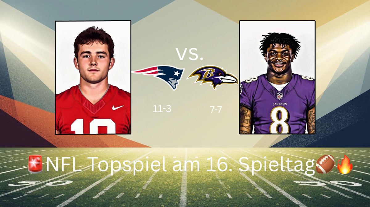 Sportnews_Top5's tweet image. 🚨Drake Maye - Lamar Jackson🔥

Welcher Quarterback kann seine Klasse heute Nacht einsetzen und das Team zum Sieg verhelfen?🥶

#NFL #NFLDiscussion