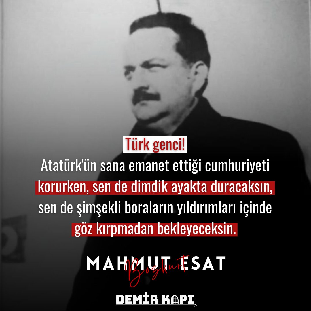 Türk Hukuk Devriminin çelik iradeli mimarlarından olan, Kemalizmin en gür sesli ideologlarından ve Türk ulusunun bağımsızlık mücadelesine katkılarıyla tarihe adını yazdıran Genç Türk Mahmut Esat Bozkurt’u saygı ve özlemle anıyoruz.
Ruhu şad olsun!

#MahmutEsatBozkurt #Hukuk