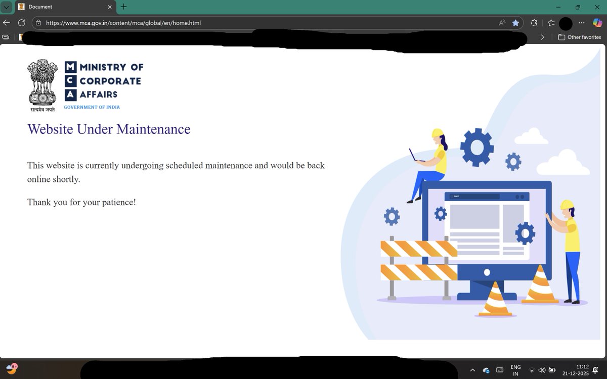 BhavyaNailwal's tweet photo. @MCA21India @LTIMindtreeOFCL @icsi_cs Frustrating MCA V3 with its old untimely maintenance glitches. https://t.co/65slysyi0d