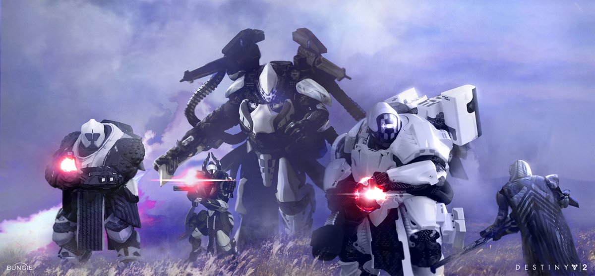 More work on the Imperium Cabal. I wanted to ramp up the visual thesis we applied to the other units here in a way that felt like it was all leading up to this main unit. Taking the homage to the storm trooper aesthetic and ramping it up through our Destiny art style. #Destiny2