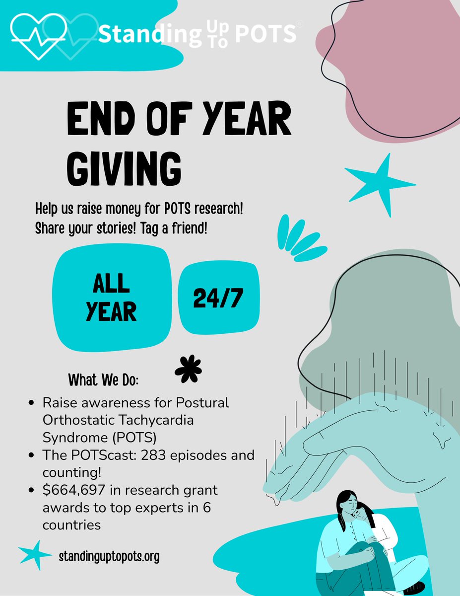 POTSActivist's tweet photo. We hope that you have a wonderful holiday season, and hope that you will include #SUTP in your end of year giving. We work all year on The #POTScast and to raise money to fund #POTS research. Won't you join with us to fund these efforts? https://t.co/55lwpuT1EC https://t.co/Ui5PJIufrQ