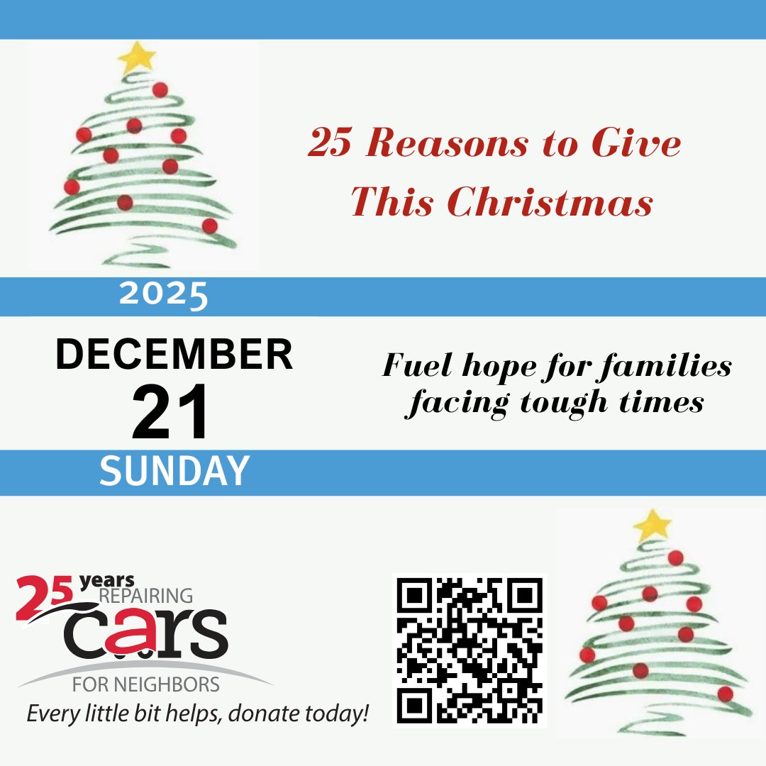 CarForNeighbors's tweet image. 25 Reasons to Give —Reason 21: Fuel hope for families facing tough times. No matter the amount, each donation gives hope. 🚗✨ Give now: bit.ly/3P3OqmK  

#GiveHope #ReasonsToGive #HandUp #TogetherWeCan