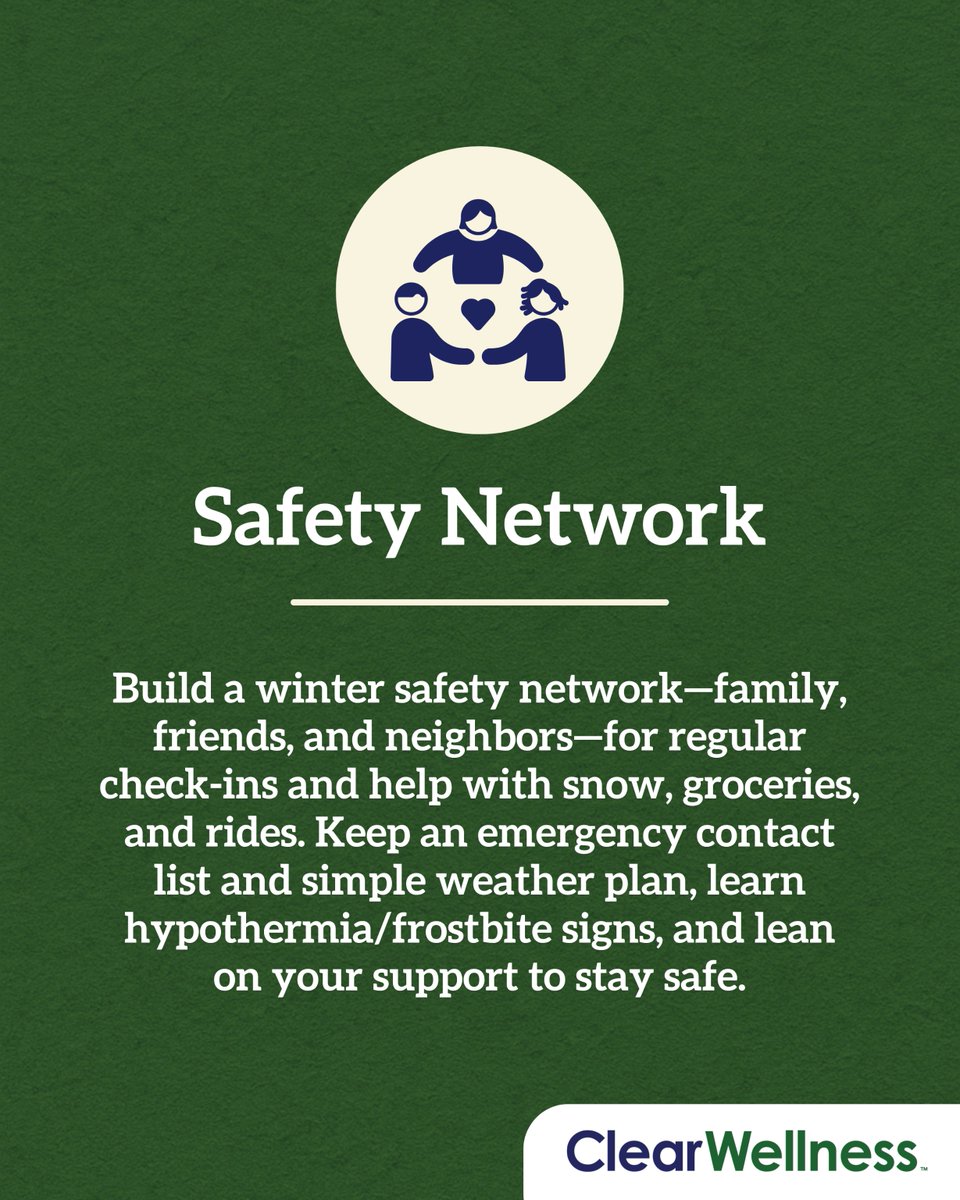 Cold weather, ice, and darker days bring new challenges, but a few simple habits can make winter safer and more comfortable at home. Our #ClearWellness winter safety guide shares simple tips for staying warm &amp; preventing falls: bit.ly/4ph4C3X ❄️